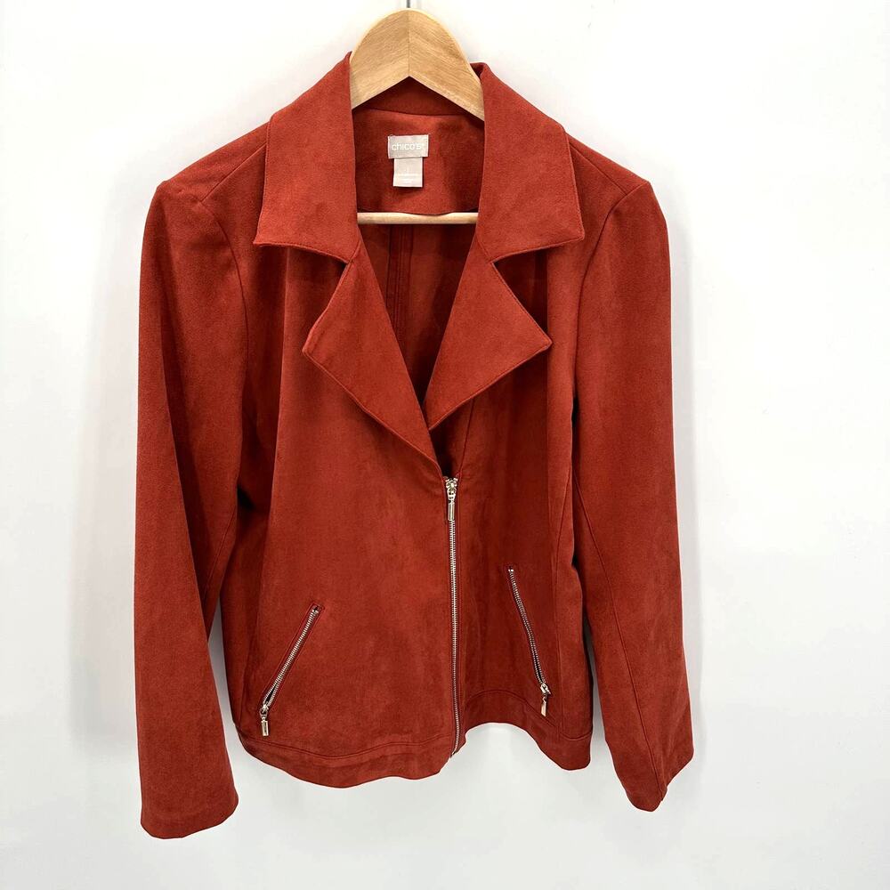 Chicos Faux-Suede Moto Zipper Jacket // 8-10 (1)